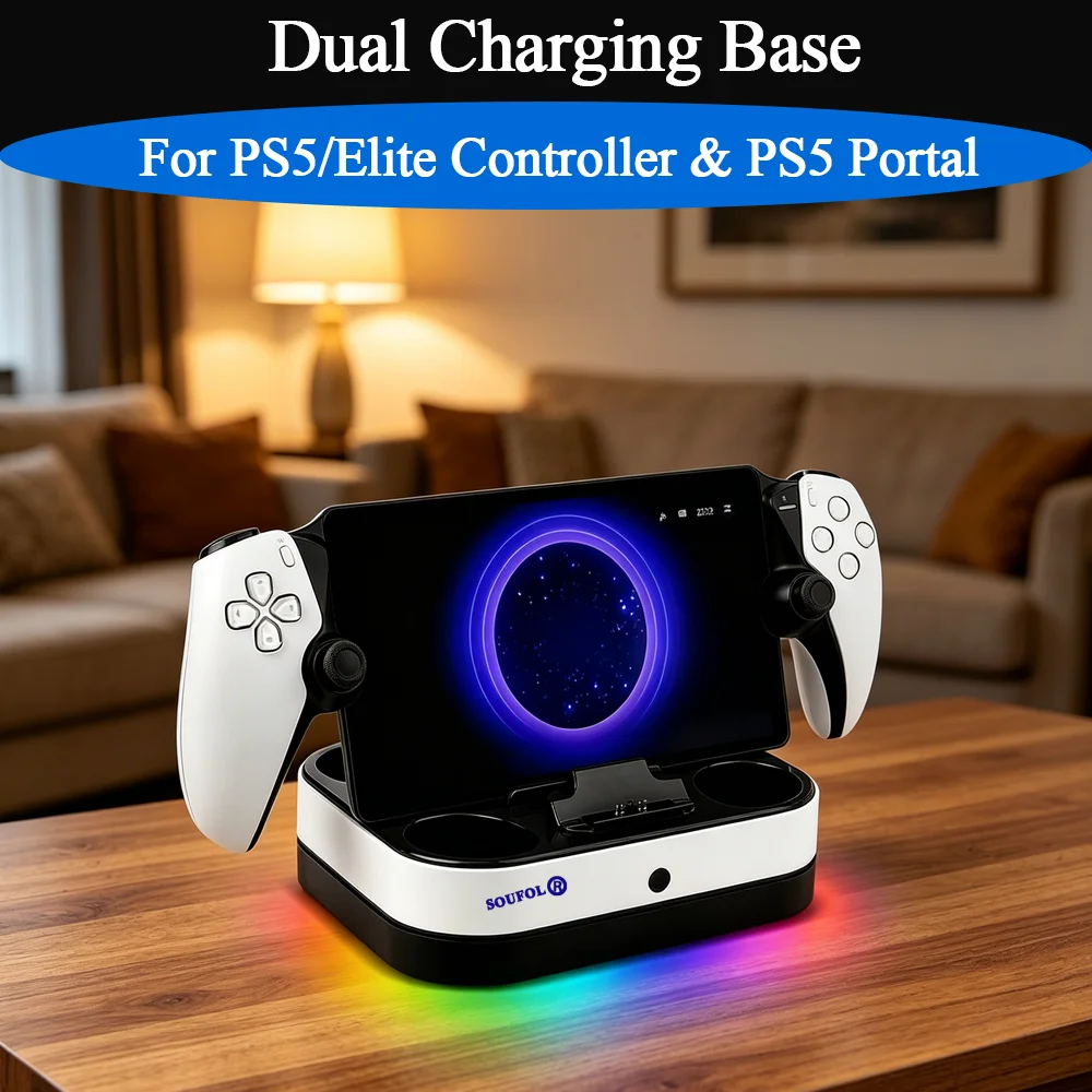 Controller Charging Dock - Durable Dual Charging Base with LED